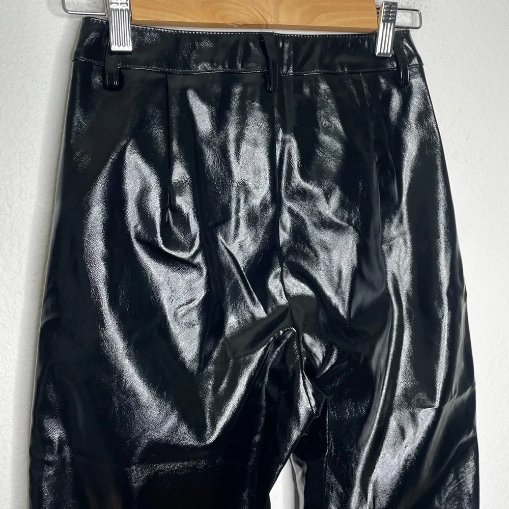 I.AM.GIA Nikole Black Faux Leather Exposed Front Zip PVC Skinny Straight Pants - Picture 11 of 12